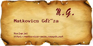 Matkovics Géza névjegykártya