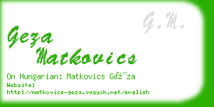 geza matkovics business card